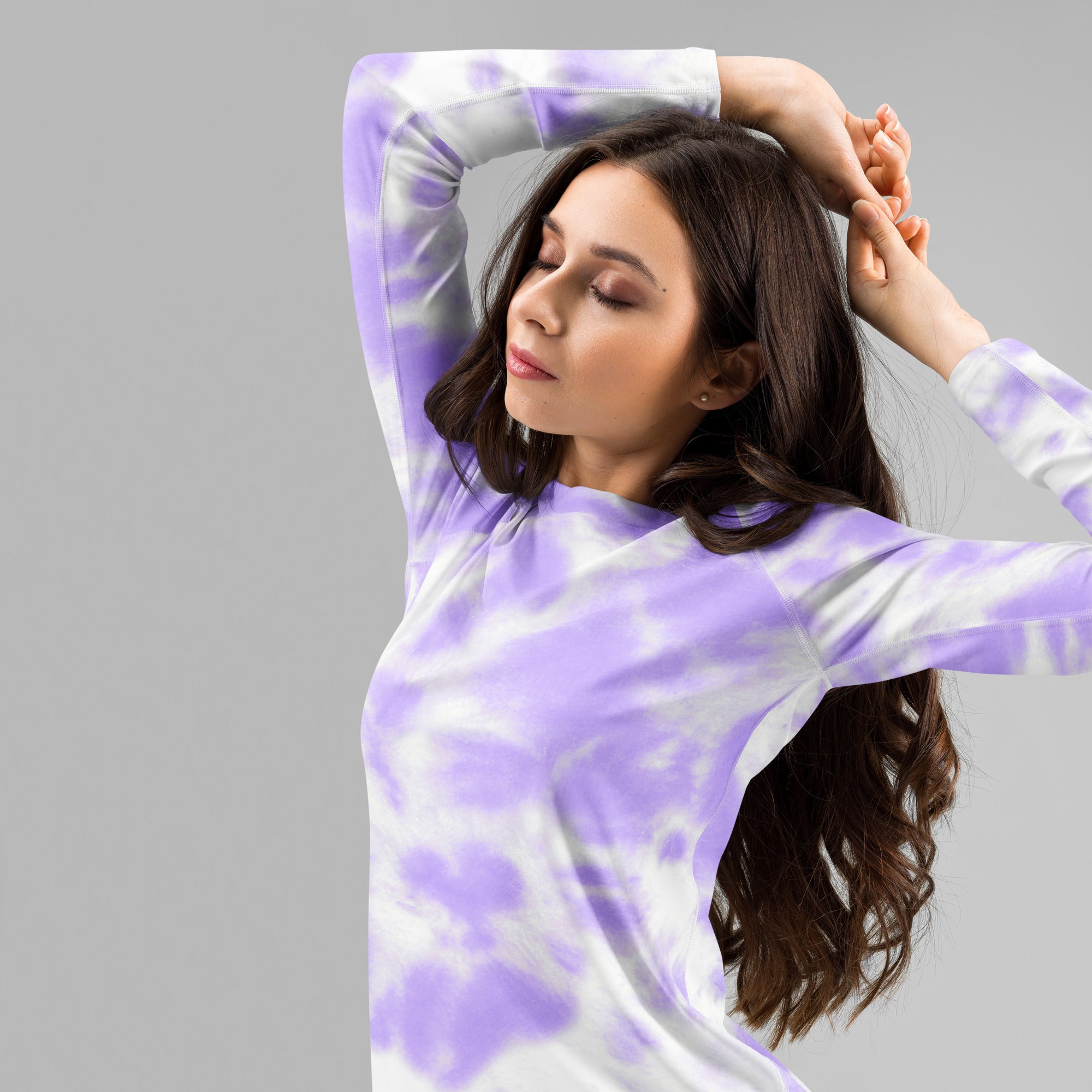 Women's Purple Tie Dye Long Sleeve Rash Guard Swim Shirt – Buttery Soft, Sun Safe UPF 50+ Protection, Quick Dry & 4-Way Stretch Comfort