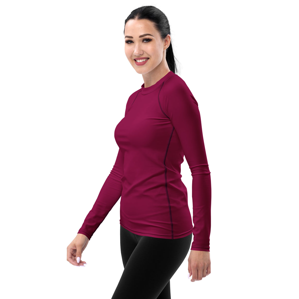 Women's Dark Magenta Long Sleeve Rash Guard Swim Shirt – Buttery Soft, Sun Safe UPF 50+ Protection, Quick Dry & 4-Way Stretch Comfort