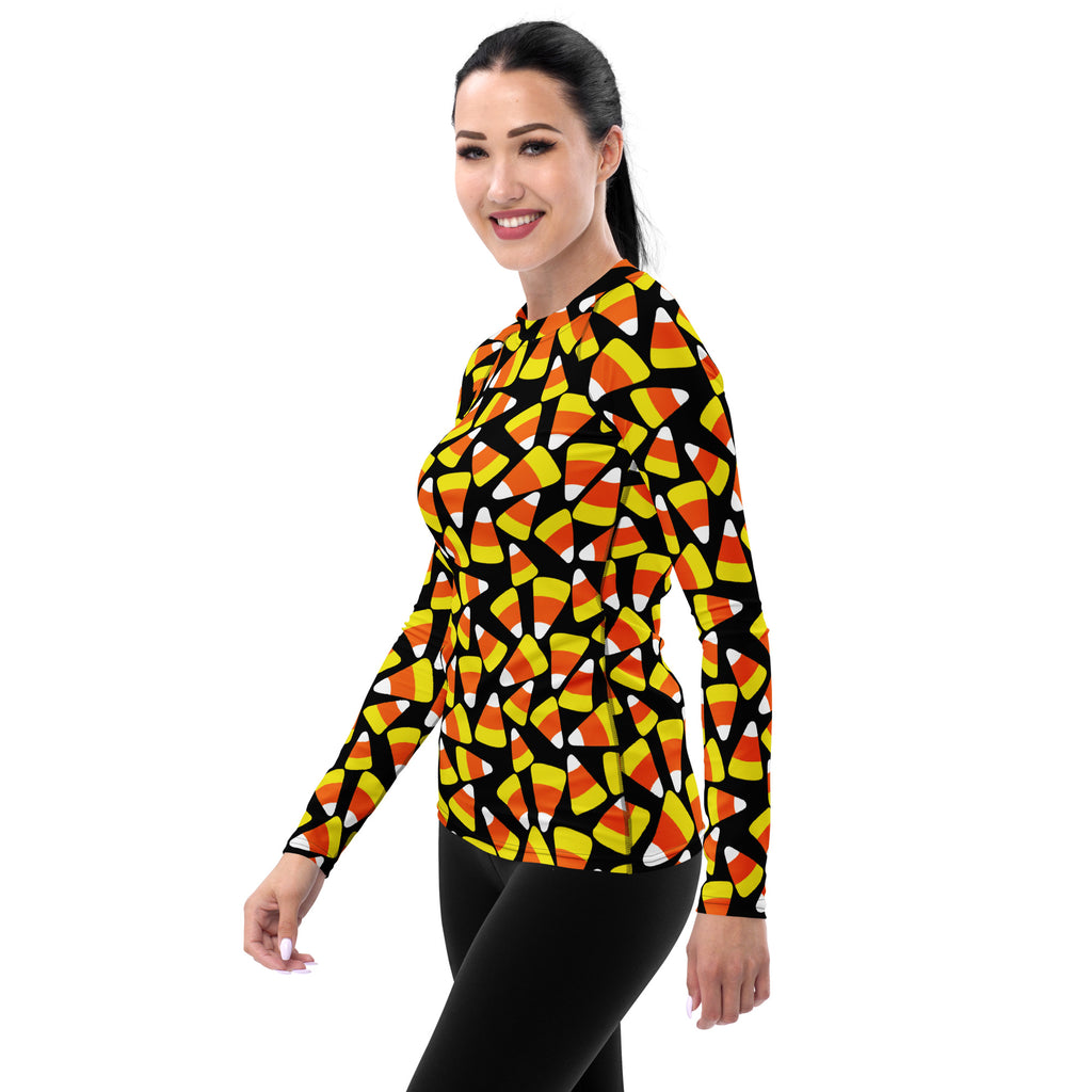 Women's Candy Corn Long Sleeve Rash Guard Swim Shirt – Buttery Soft, Sun Safe UPF 50+ Protection, Quick Dry & 4-Way Stretch Comfort