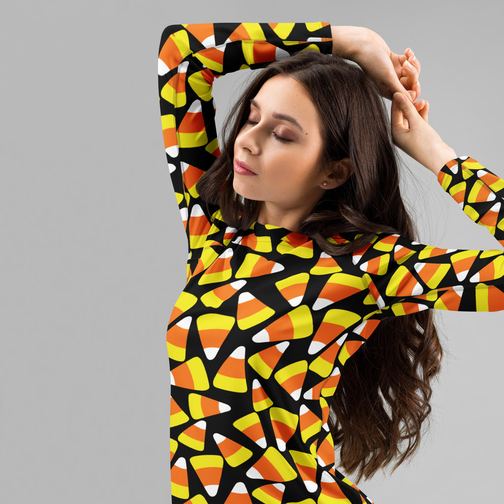 Women's Candy Corn Long Sleeve Rash Guard Swim Shirt – Buttery Soft, Sun Safe UPF 50+ Protection, Quick Dry & 4-Way Stretch Comfort