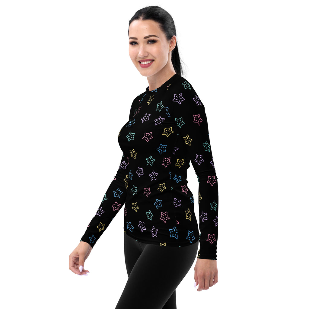 Women's Colorful Starfish Long Sleeve Rash Guard Swim Shirt – Buttery Soft, Sun Safe UPF 50+ Protection, Quick Dry & 4-Way Stretch Comfort
