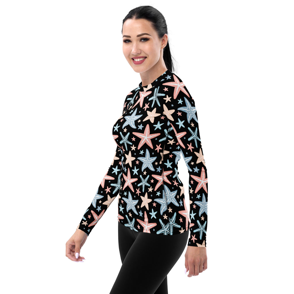 Women's Starfish Long Sleeve Rash Guard Swim Shirt – Buttery Soft, Sun Safe UPF 50+ Protection, Quick Dry & 4-Way Stretch Comfort
