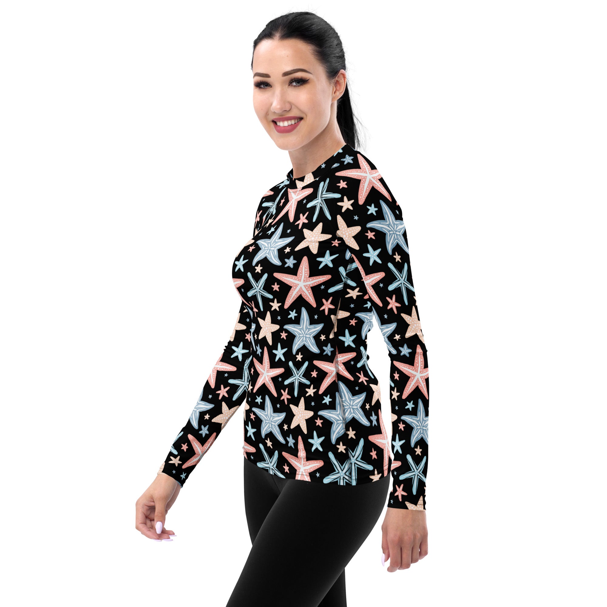 Women's Starfish Long Sleeve Rash Guard Swim Shirt – Buttery Soft, Sun Safe UPF 50+ Protection, Quick Dry & 4-Way Stretch Comfort