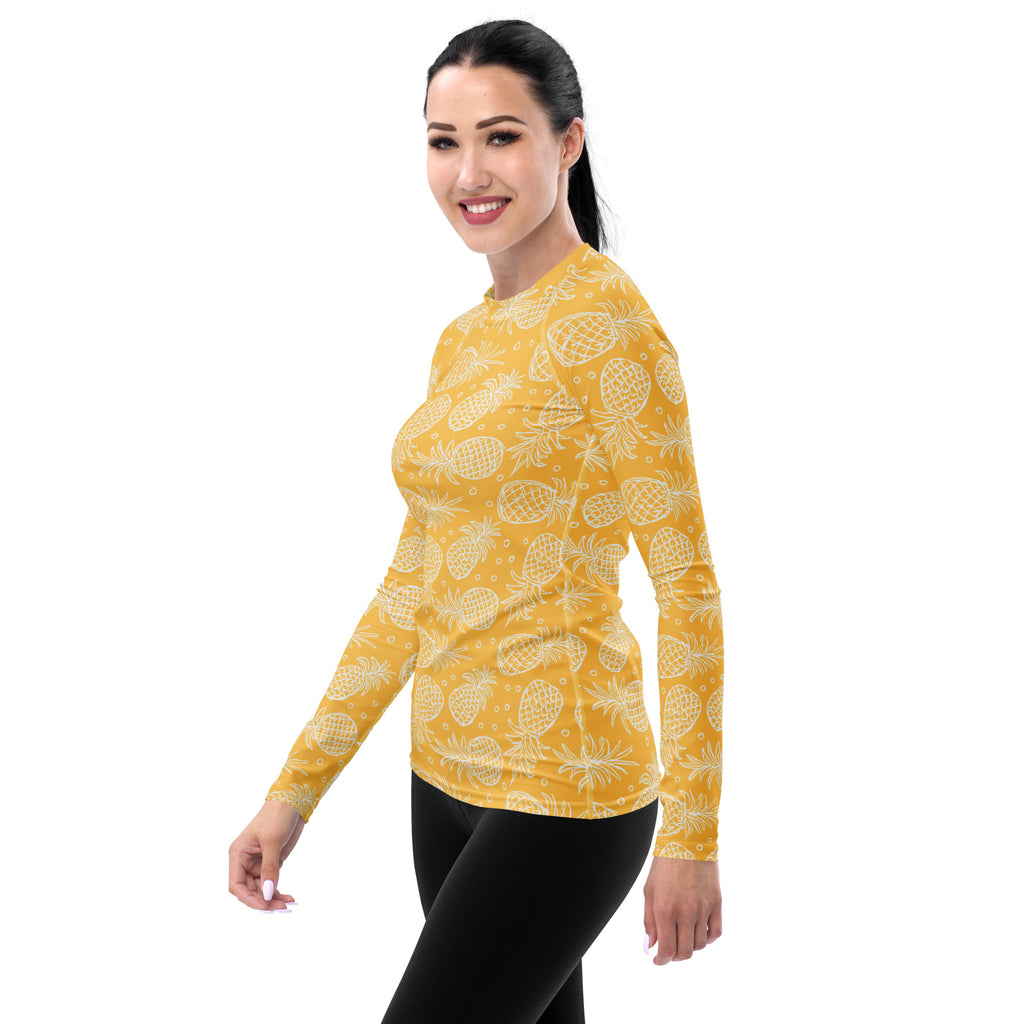 Women's Pineapple Long Sleeve Rash Guard Swim Shirt – Buttery Soft, Sun Safe UPF 50+ Protection, Quick Dry & 4-Way Stretch Comfort