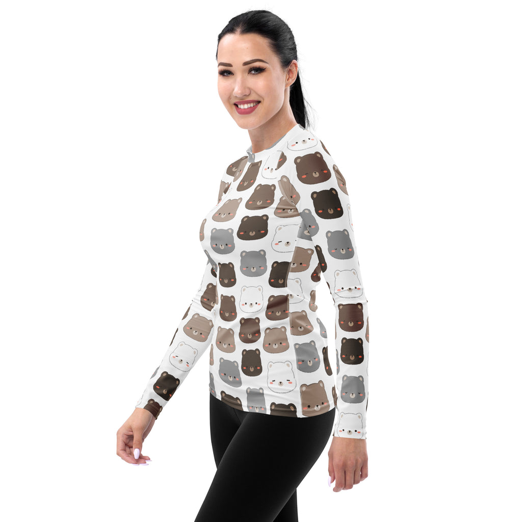Women's Cute Bear Long Sleeve Rash Guard Swim Shirt – Buttery Soft, Sun Safe UPF 50+ Protection, Quick Dry & 4-Way Stretch Comfort