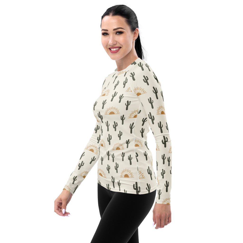 Women's Desert Cactus Sunrise Long Sleeve Rash Guard Swim Shirt – Buttery Soft, Sun Safe UPF 50+ Protection, Quick Dry & 4-Way Stretch Comfort