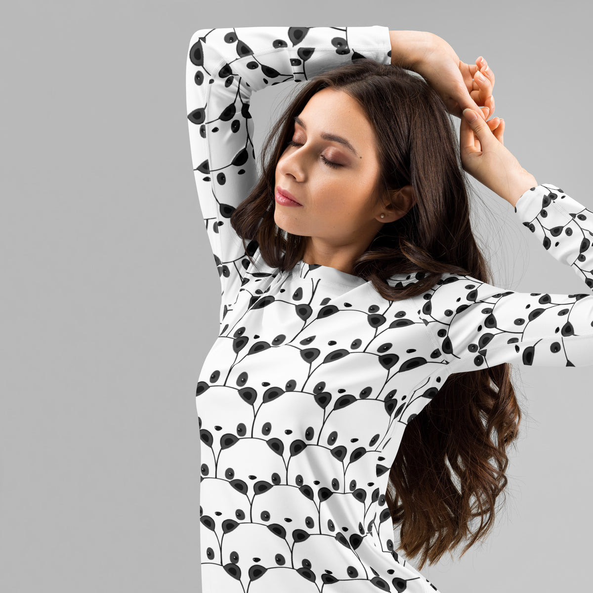 Women's Panda Long Sleeve Rash Guard Swim Shirt – Buttery Soft, Sun Safe UPF 50+ Protection, Quick Dry & 4-Way Stretch Comfort