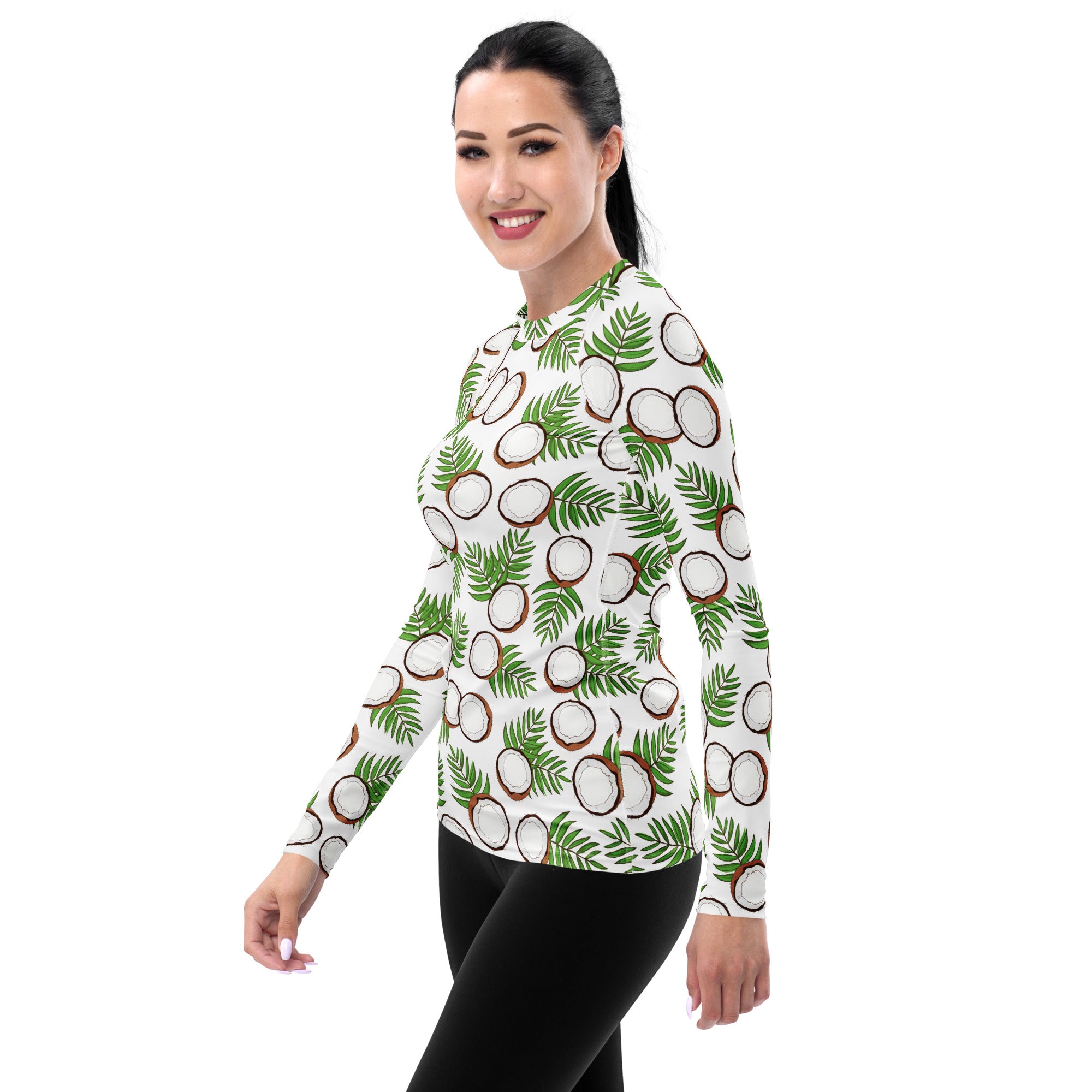 Women's Coconut Long Sleeve Rash Guard Swim Shirt – Buttery Soft, Sun Safe UPF 50+ Protection, Quick Dry & 4-Way Stretch Comfort