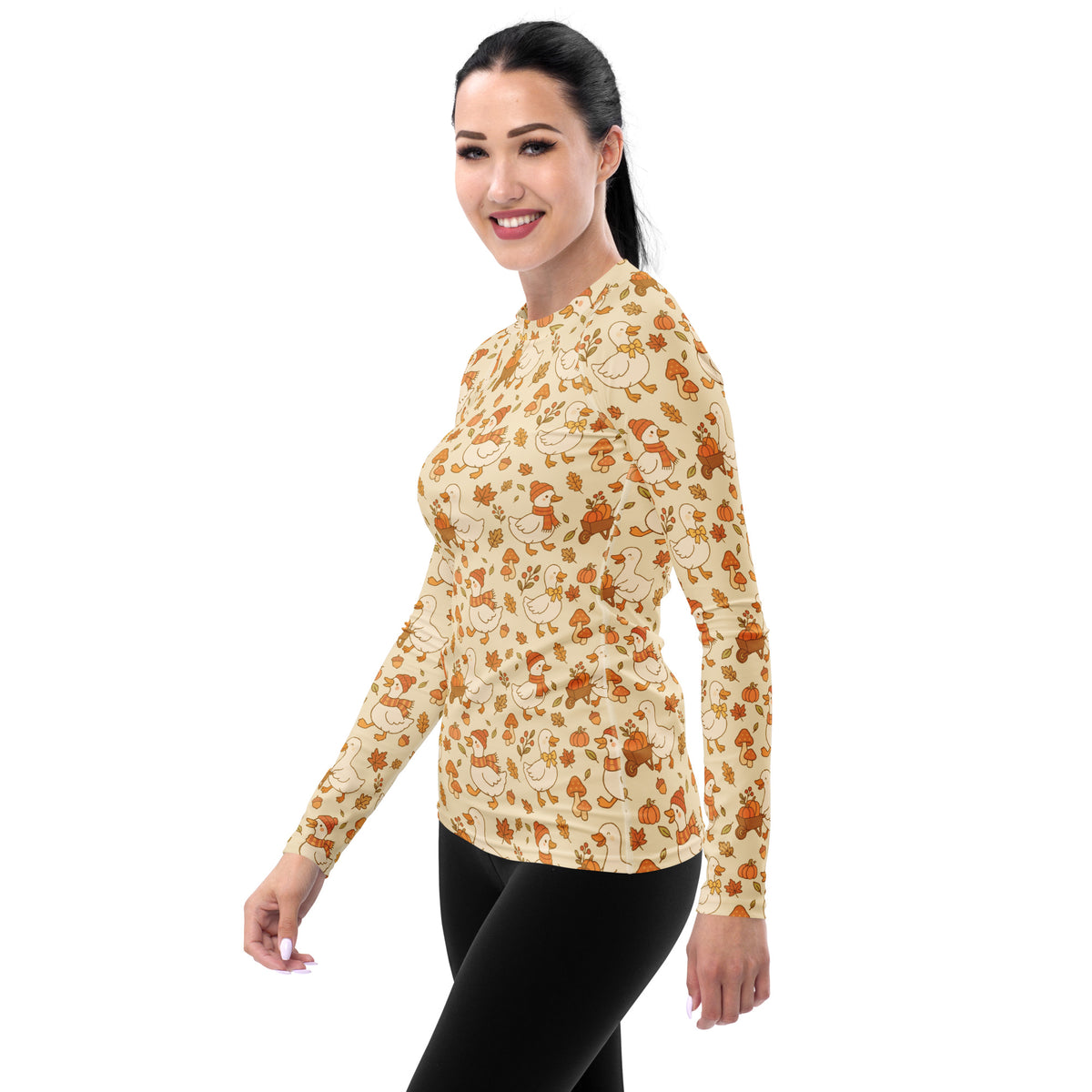 Women's Autumn Goose Long Sleeve Rash Guard Swim Shirt – Buttery Soft, Sun Safe UPF 50+ Protection, Quick Dry & 4-Way Stretch Comfort