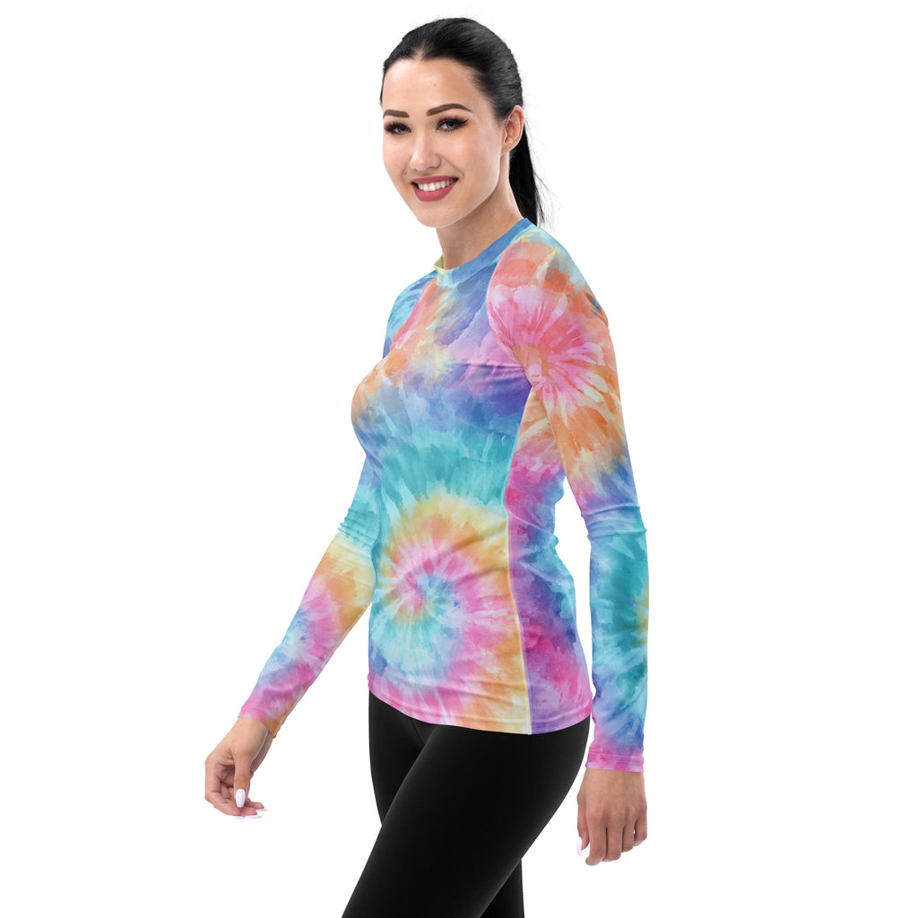Women's Pastel Tie Dye Long Sleeve Rash Guard Swim Shirt – Buttery Soft, Sun Safe UPF 50+ Protection, Quick Dry & 4-Way Stretch Comfort