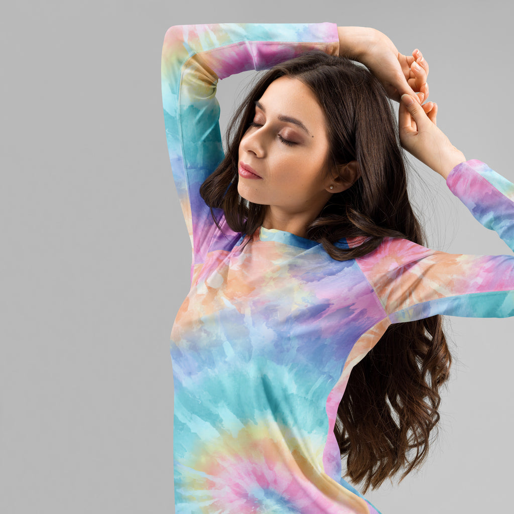 Women's Pastel Tie Dye Long Sleeve Rash Guard Swim Shirt – Buttery Soft, Sun Safe UPF 50+ Protection, Quick Dry & 4-Way Stretch Comfort