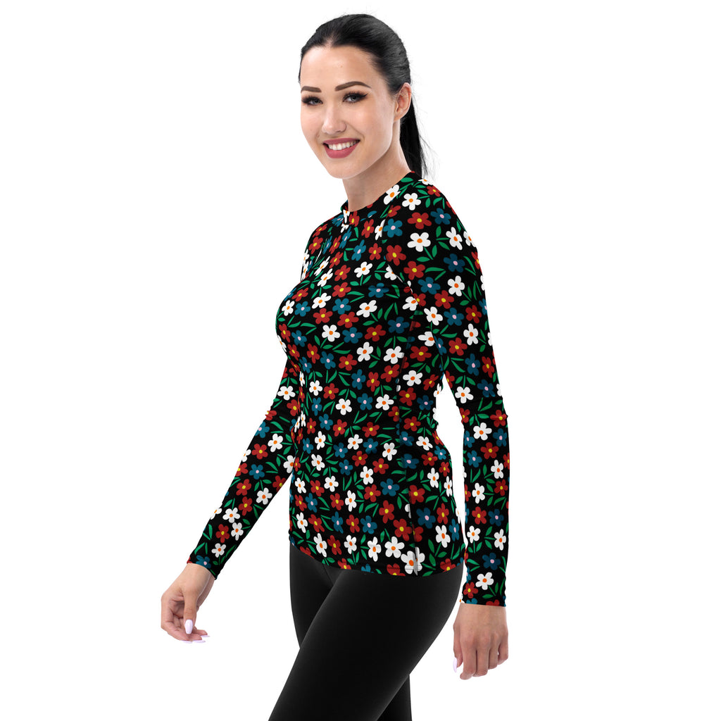 Women's Black Red & Teal Long Sleeve Rash Guard Swim Shirt – Buttery Soft, Sun Safe UPF 50+ Protection, Quick Dry & 4-Way Stretch Comfort