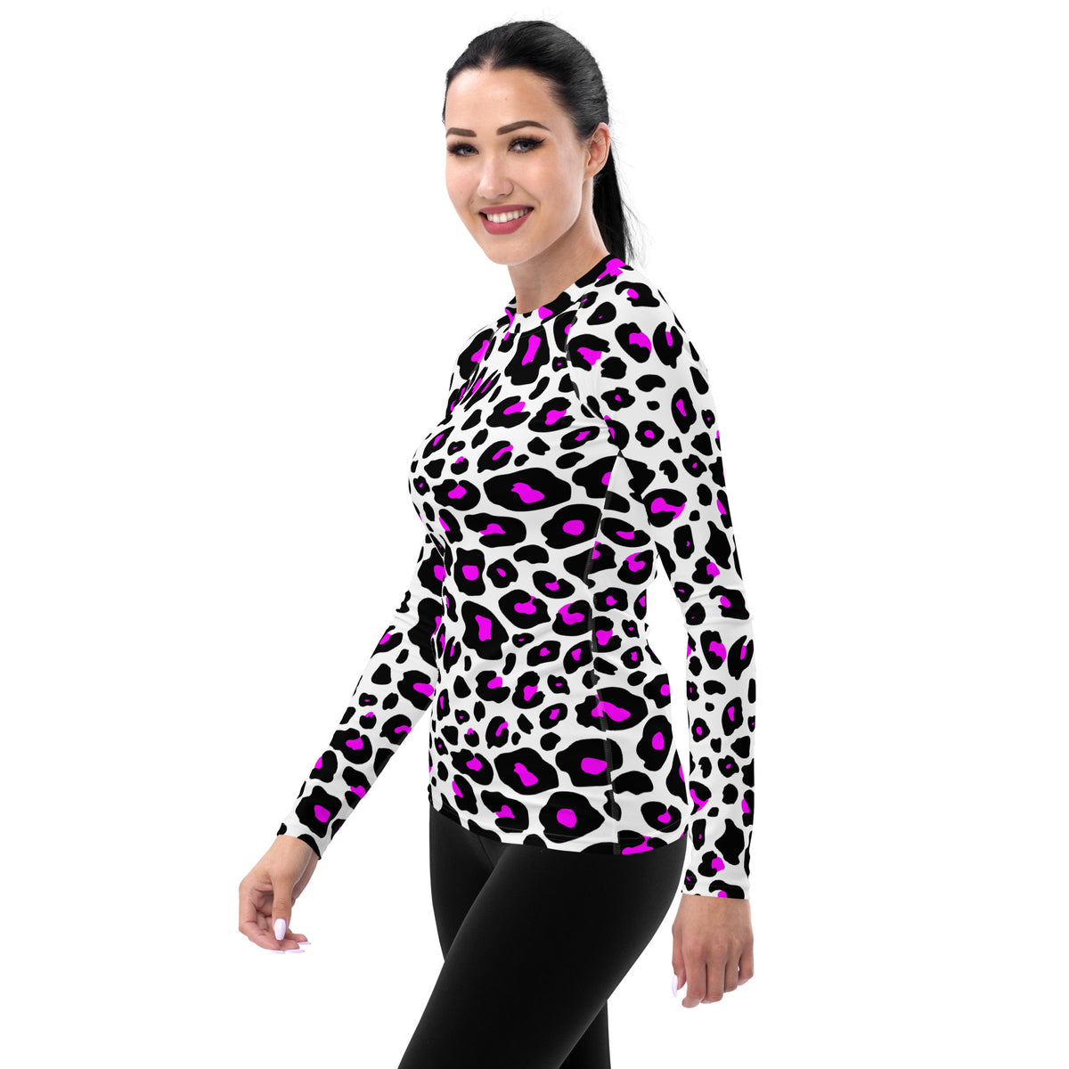 Women's Purple Leopard Long Sleeve Rash Guard Swim Shirt – Buttery Soft, Sun Safe UPF 50+ Protection, Quick Dry & 4-Way Stretch Comfort