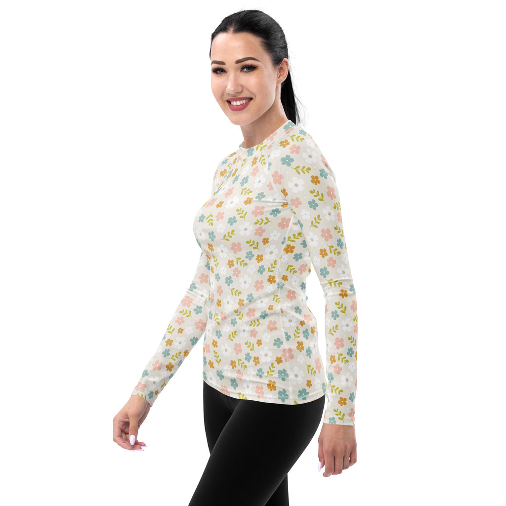 Women's Dainty Wildflower Long Sleeve Rash Guard Swim Shirt – Buttery Soft, Sun Safe UPF 50+ Protection, Quick Dry & 4-Way Stretch Comfort