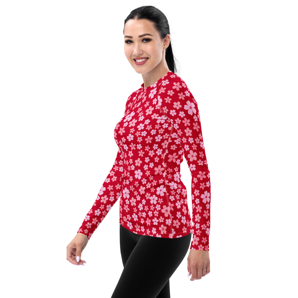 Women's Bright Pink Floral Long Sleeve Rash Guard Swim Shirt – Buttery Soft, Sun Safe UPF 50+ Protection, Quick Dry & 4-Way Stretch Comfort