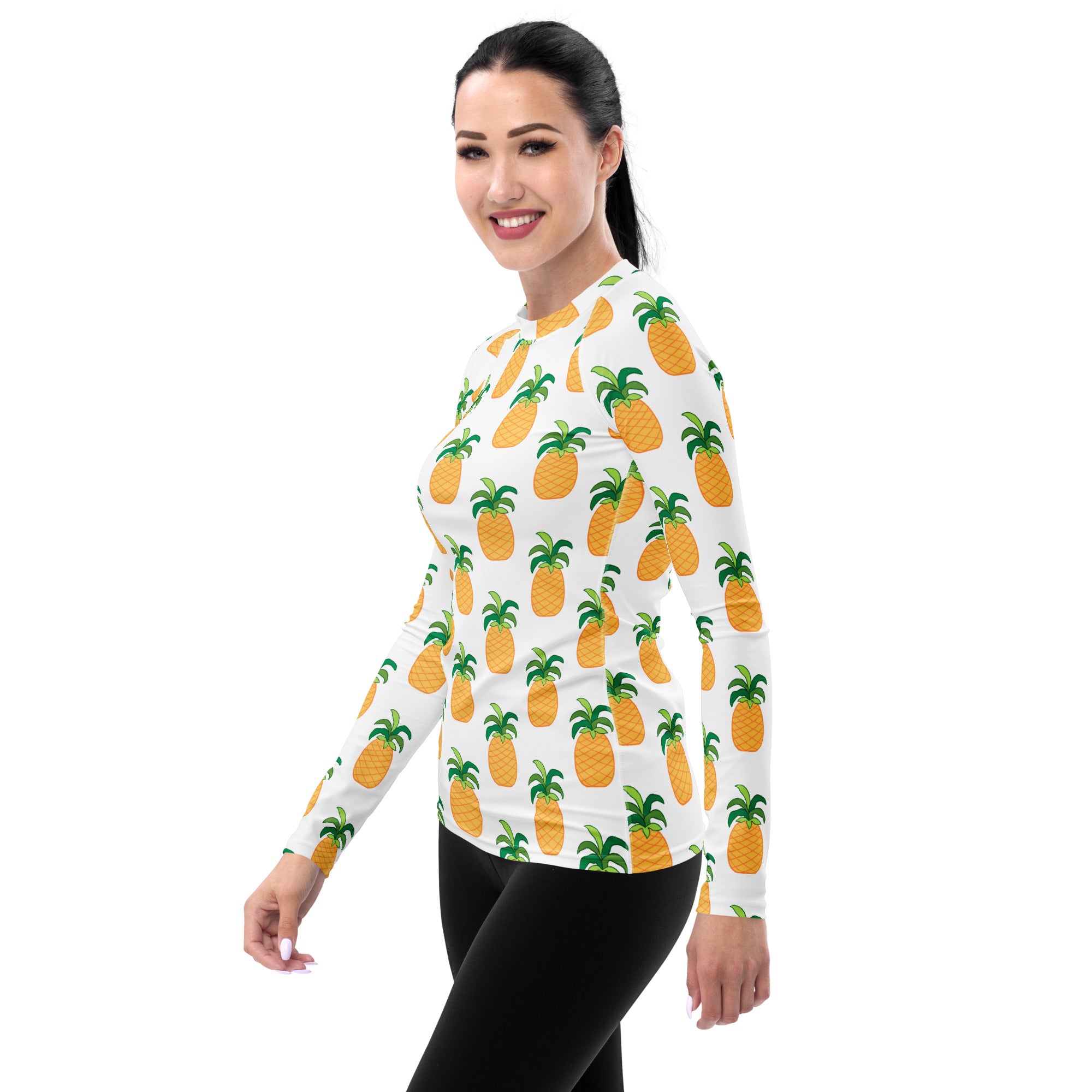Women's Pineapple Long Sleeve Rash Guard Swim Shirt – Buttery Soft, Sun Safe UPF 50+ Protection, Quick Dry & 4-Way Stretch Comfort