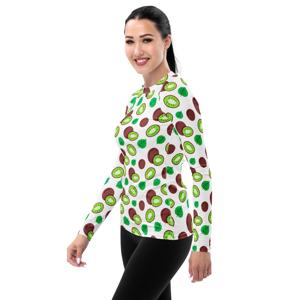 Women's Kiwi Fruit Long Sleeve Rash Guard Swim Shirt – Buttery Soft, Sun Safe UPF 50+ Protection, Quick Dry & 4-Way Stretch Comfort