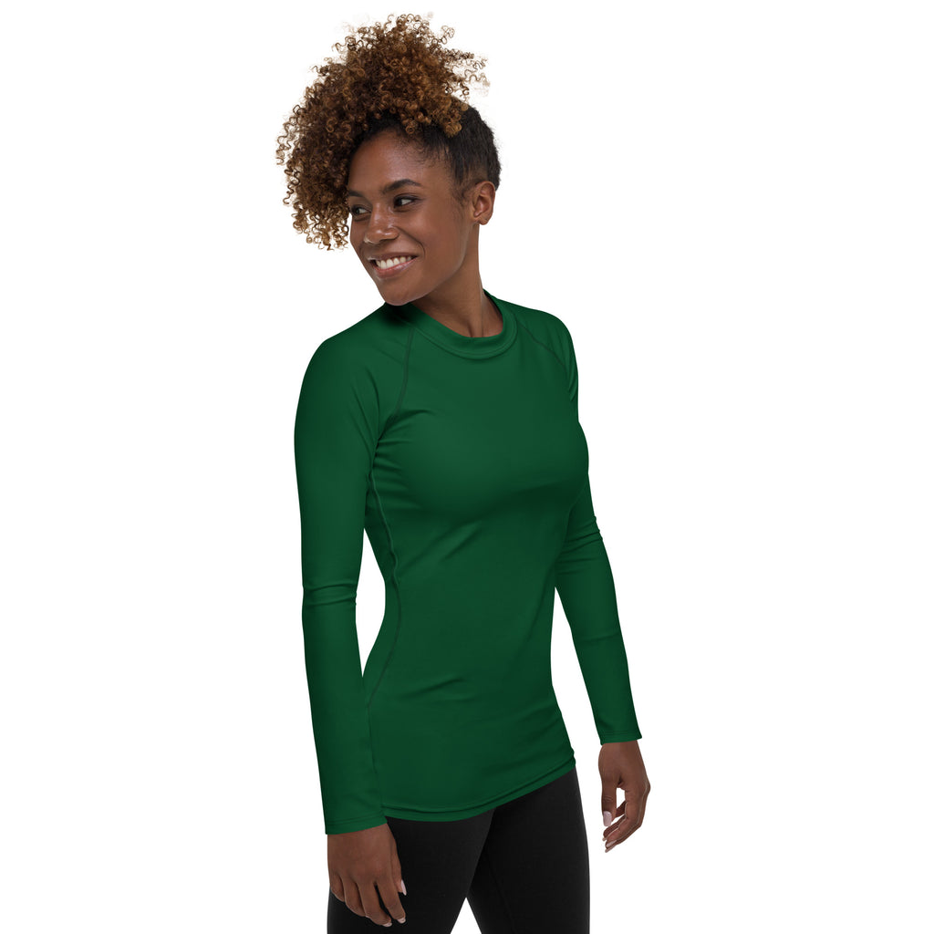 Women's Dark Forest Green Long Sleeve Rash Guard Swim Shirt – Buttery Soft, Sun Safe UPF 50+ Protection, Quick Dry & 4-Way Stretch Comfort
