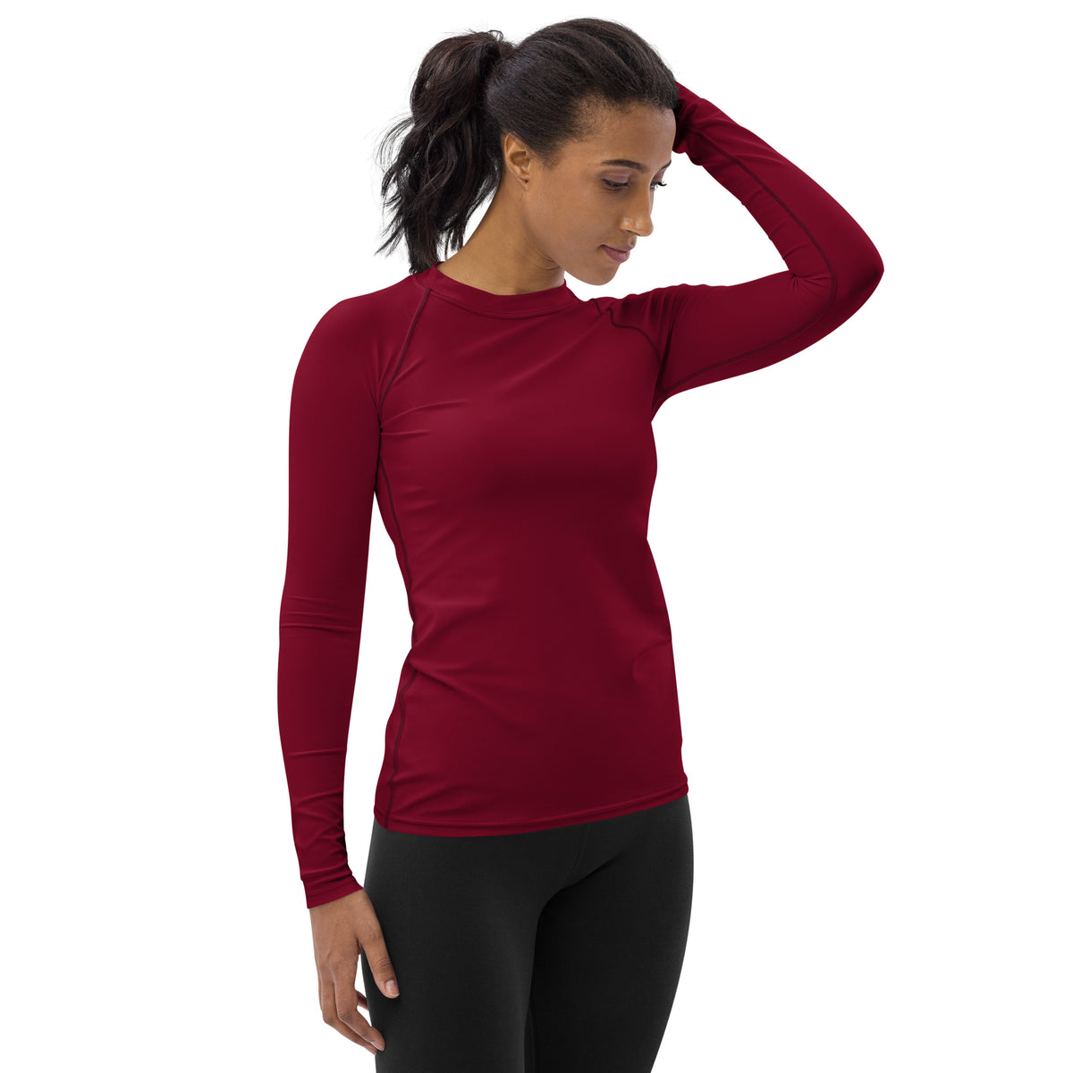 Women's Crimson Red Long Sleeve Rash Guard Swim Shirt – Buttery Soft, Sun Safe UPF 50+ Protection, Quick Dry & 4-Way Stretch Comfort