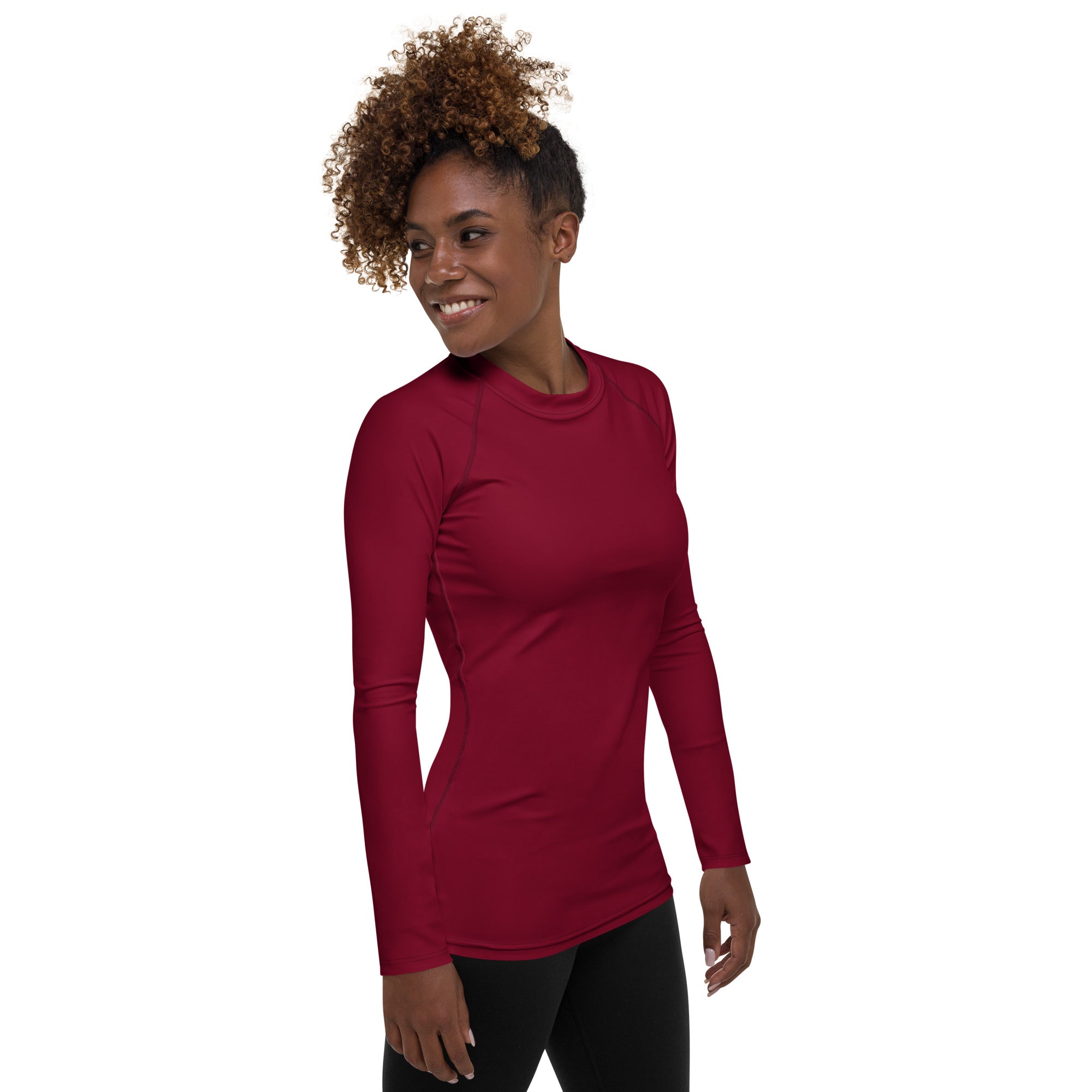 Women's Crimson Red Long Sleeve Rash Guard Swim Shirt – Buttery Soft, Sun Safe UPF 50+ Protection, Quick Dry & 4-Way Stretch Comfort