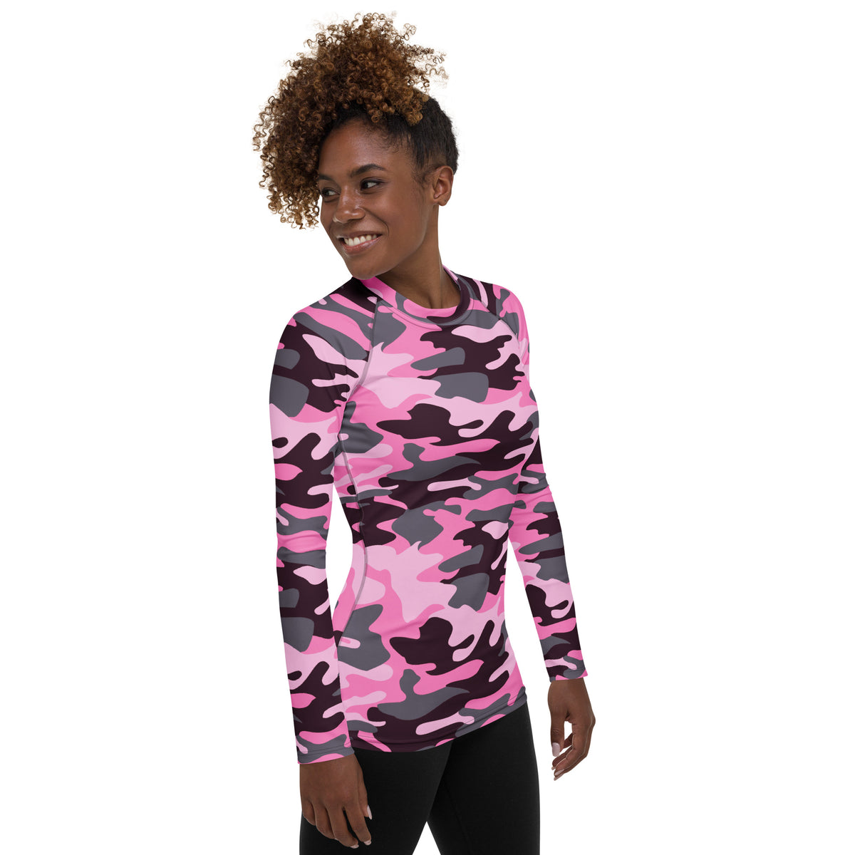 Women's Pink Camouflage Long Sleeve Rash Guard Swim Shirt – Buttery Soft, Sun Safe UPF 50+ Protection, Quick Dry & 4-Way Stretch Comfort