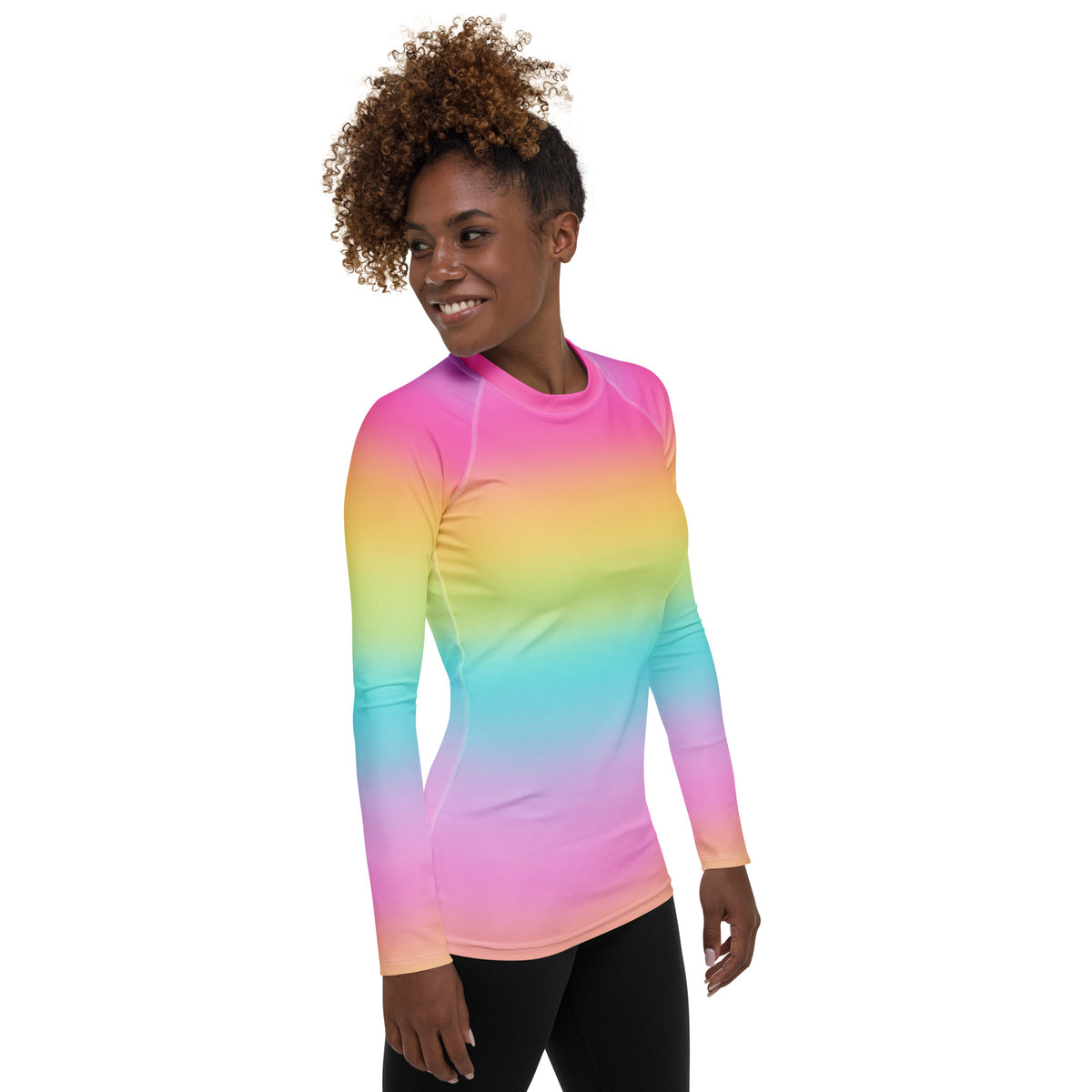 Women's Bright Rainbow Long Sleeve Rash Guard Swim Shirt – Buttery Soft, Sun Safe UPF 50+ Protection, Quick Dry & 4-Way Stretch Comfort