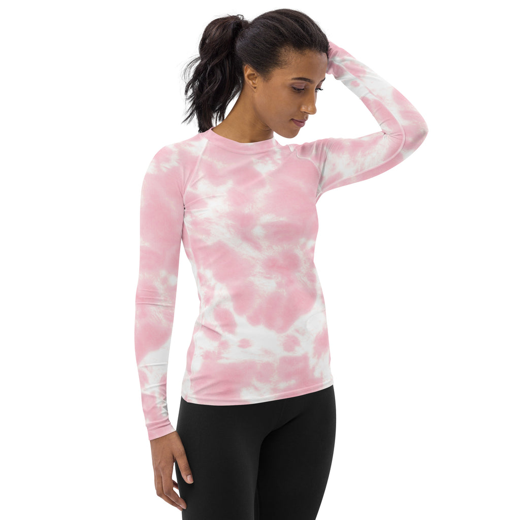 Women's Pink Tie Dye Long Sleeve Rash Guard Swim Shirt – Buttery Soft, Sun Safe UPF 50+ Protection, Quick Dry & 4-Way Stretch Comfort