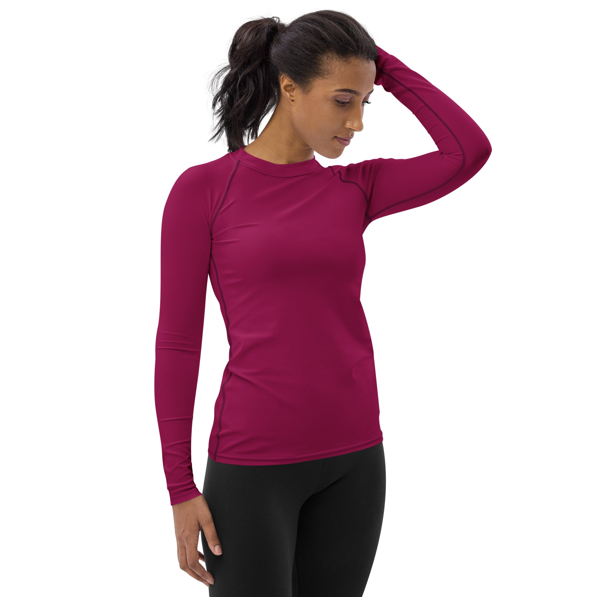 Women's Dark Magenta Long Sleeve Rash Guard Swim Shirt – Buttery Soft, Sun Safe UPF 50+ Protection, Quick Dry & 4-Way Stretch Comfort
