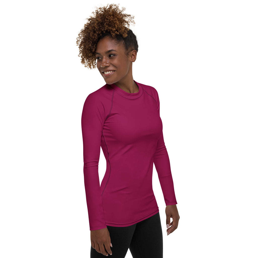 Women's Dark Magenta Long Sleeve Rash Guard Swim Shirt – Buttery Soft, Sun Safe UPF 50+ Protection, Quick Dry & 4-Way Stretch Comfort