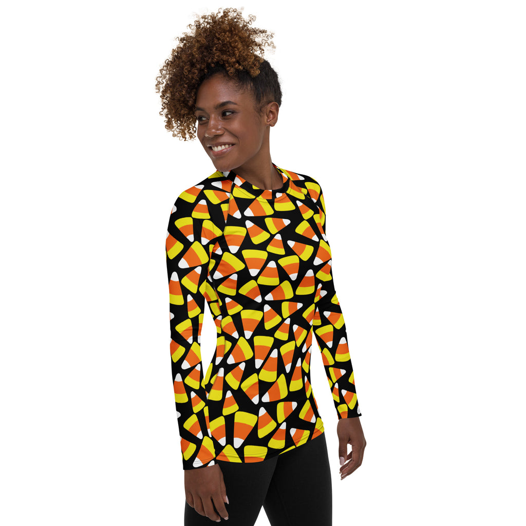 Women's Candy Corn Long Sleeve Rash Guard Swim Shirt – Buttery Soft, Sun Safe UPF 50+ Protection, Quick Dry & 4-Way Stretch Comfort