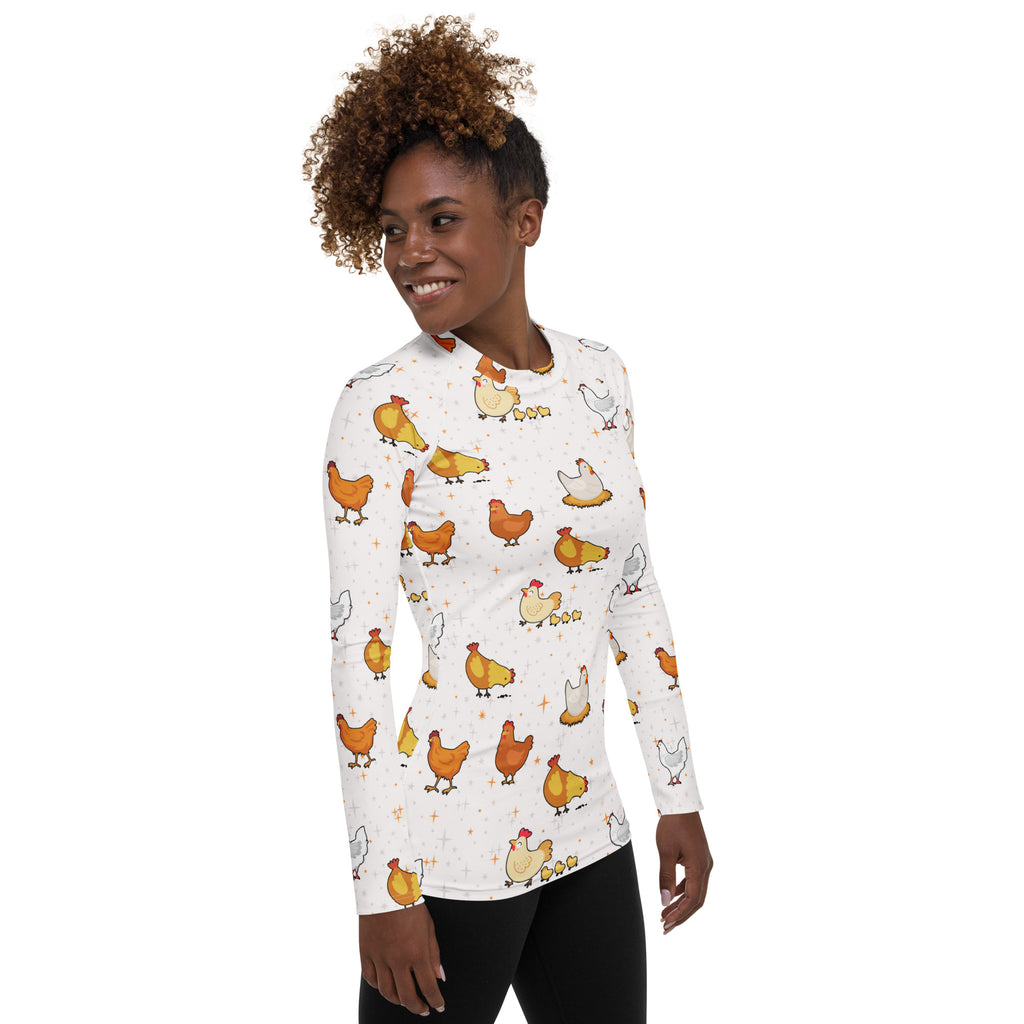 Women's Chicken Long Sleeve Rash Guard Swim Shirt – Buttery Soft, Sun Safe UPF 50+ Protection, Quick Dry & 4-Way Stretch Comfort