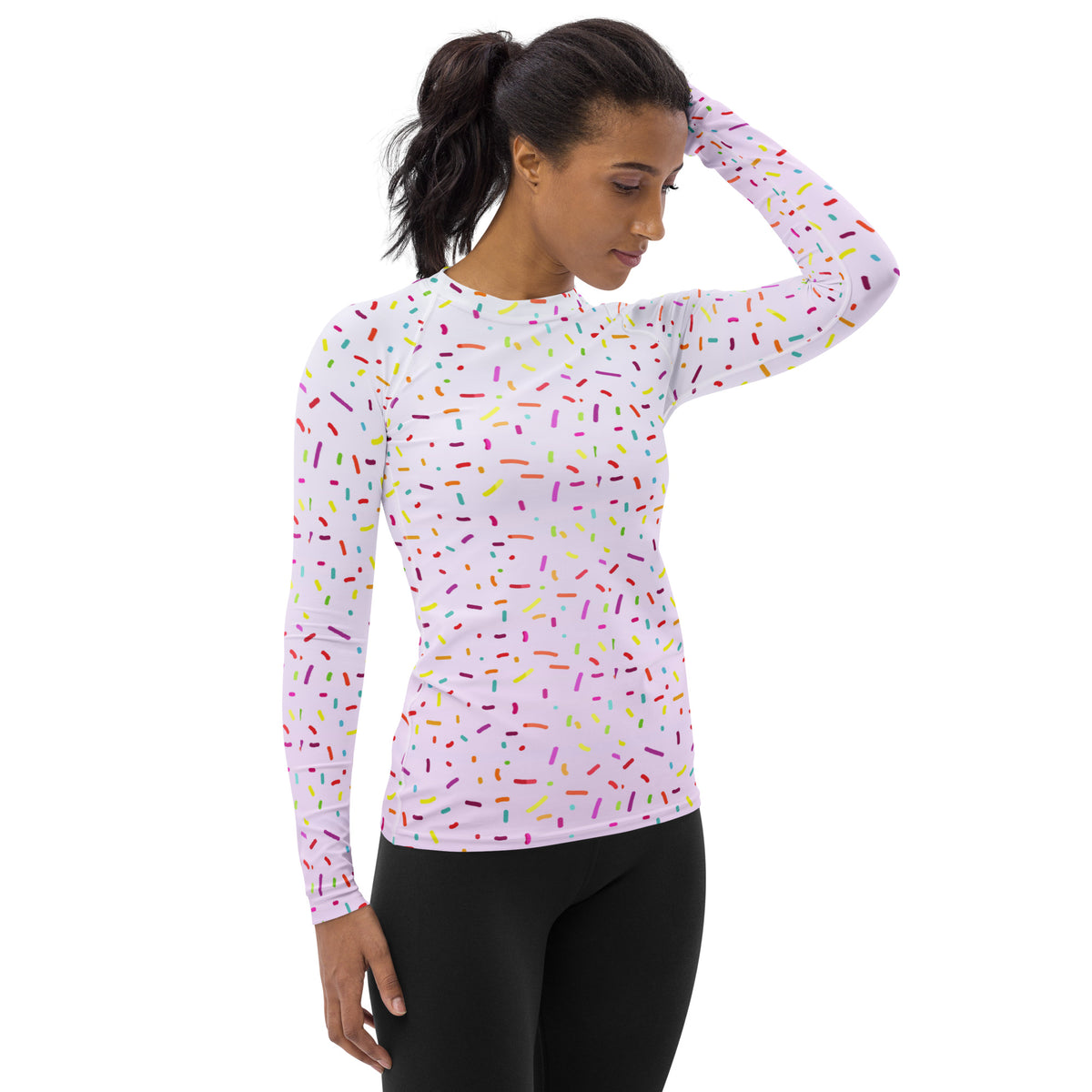 Women's Colorful Sprinkles Long Sleeve Rash Guard Swim Shirt – Buttery Soft, Sun Safe UPF 50+ Protection, Quick Dry & 4-Way Stretch Comfort