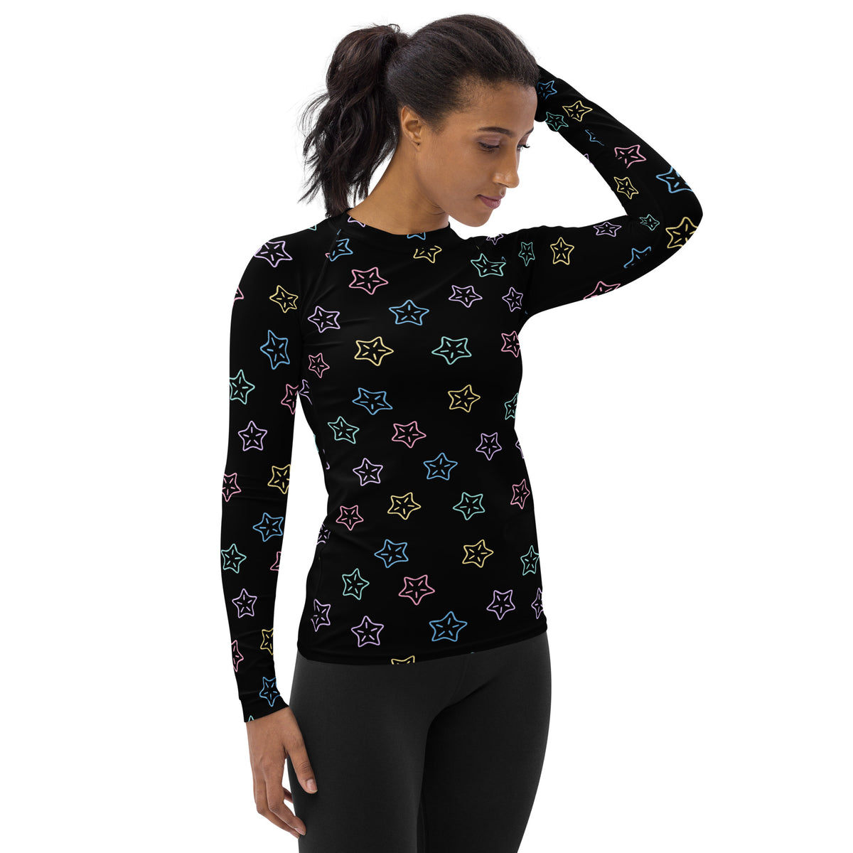 Women's Colorful Starfish Long Sleeve Rash Guard Swim Shirt – Buttery Soft, Sun Safe UPF 50+ Protection, Quick Dry & 4-Way Stretch Comfort