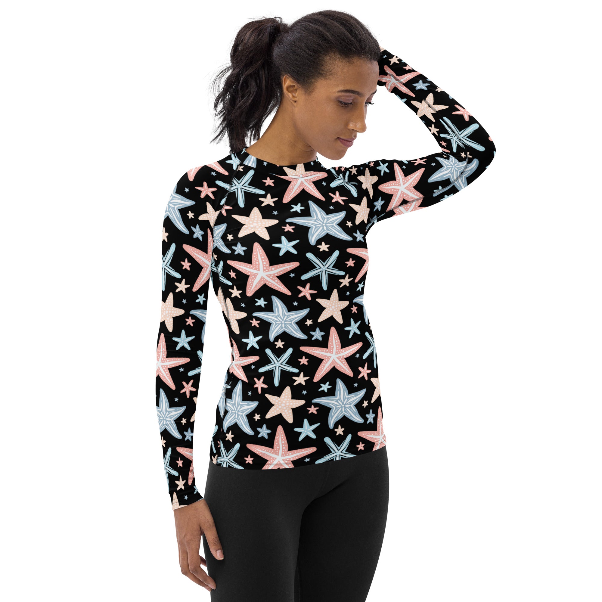 Women's Starfish Long Sleeve Rash Guard Swim Shirt – Buttery Soft, Sun Safe UPF 50+ Protection, Quick Dry & 4-Way Stretch Comfort
