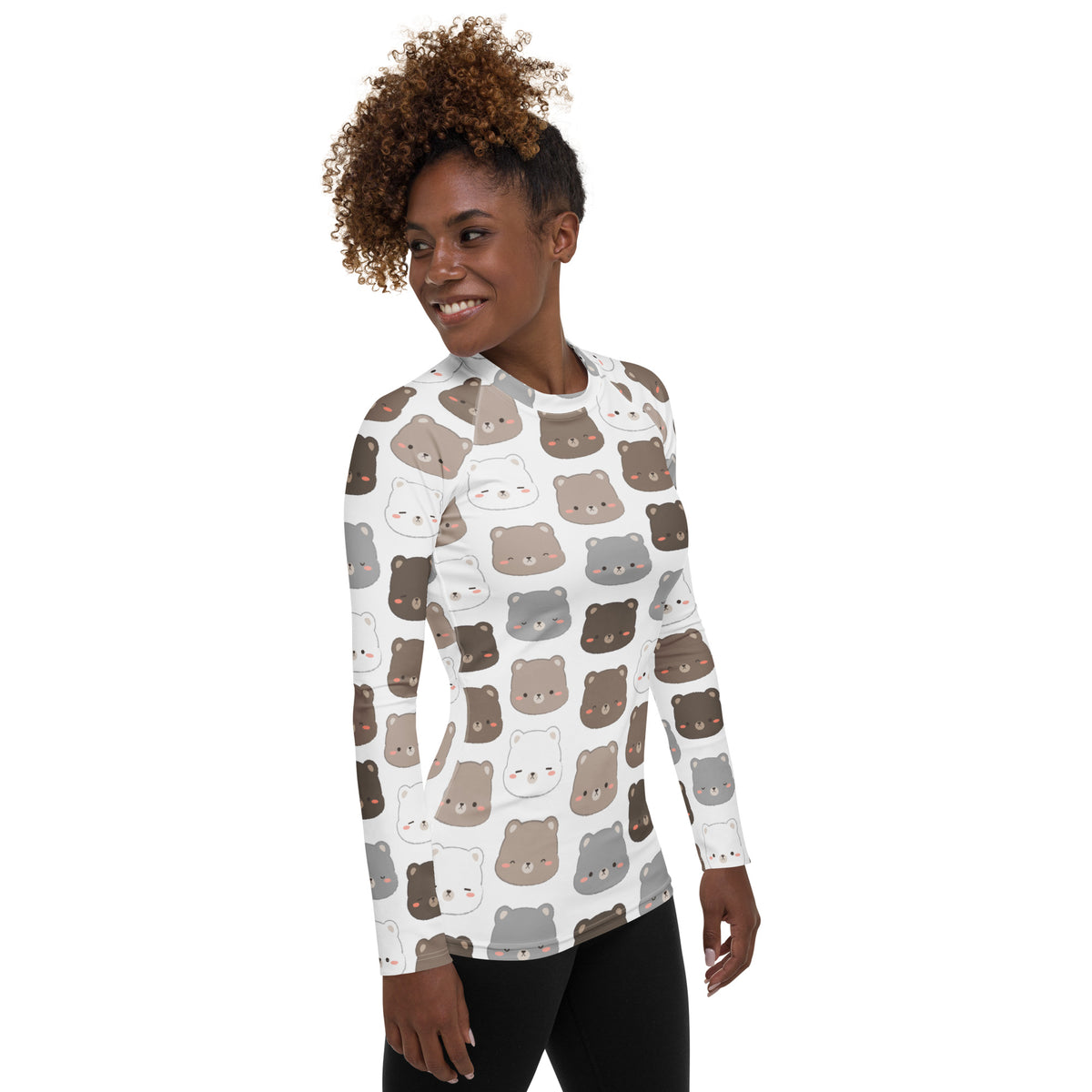 Women's Cute Bear Long Sleeve Rash Guard Swim Shirt – Buttery Soft, Sun Safe UPF 50+ Protection, Quick Dry & 4-Way Stretch Comfort