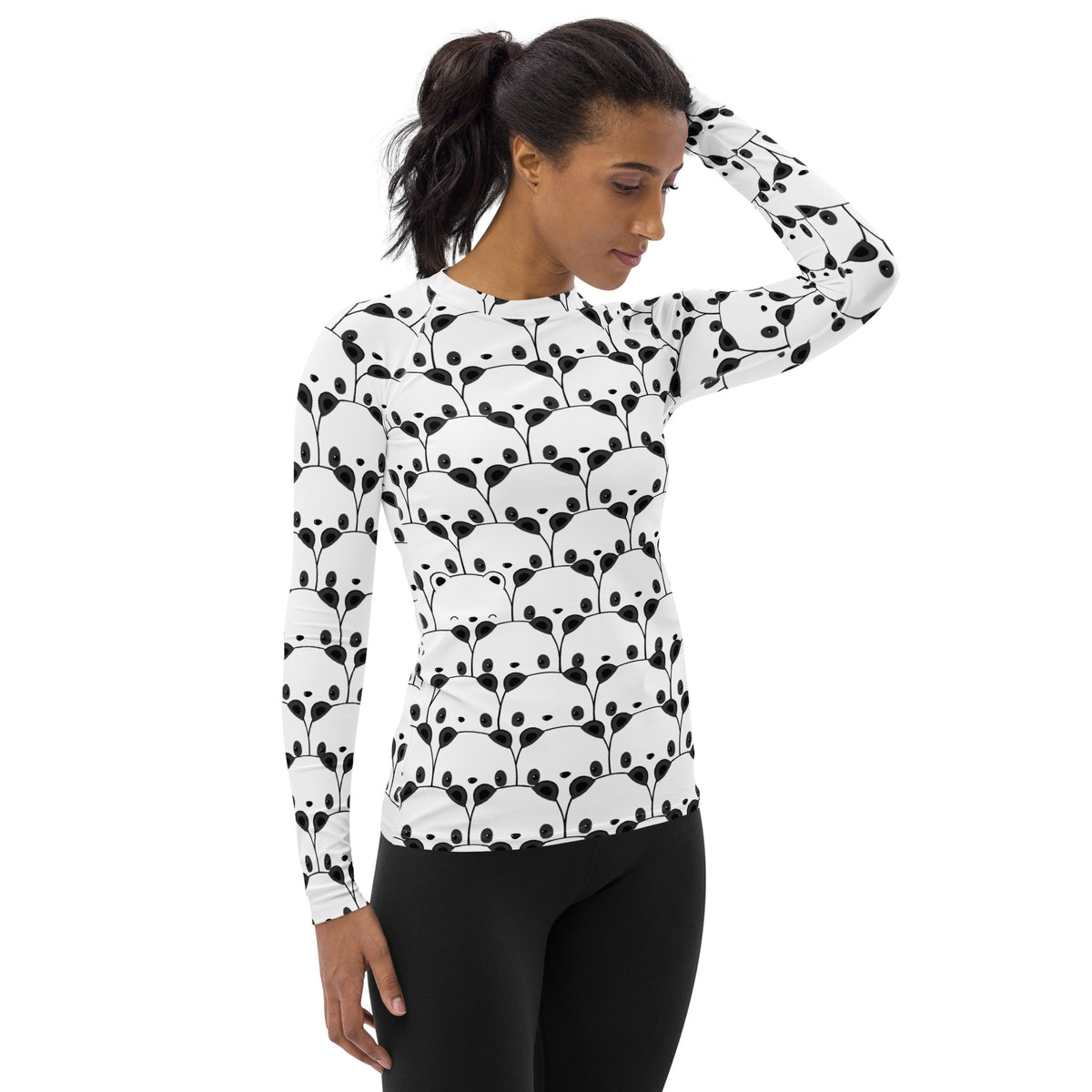 Women's Panda Long Sleeve Rash Guard Swim Shirt – Buttery Soft, Sun Safe UPF 50+ Protection, Quick Dry & 4-Way Stretch Comfort