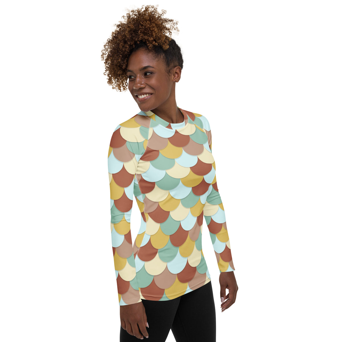 Women's Mermaid Scale Long Sleeve Rash Guard Swim Shirt – Buttery Soft, Sun Safe UPF 50+ Protection, Quick Dry & 4-Way Stretch Comfort