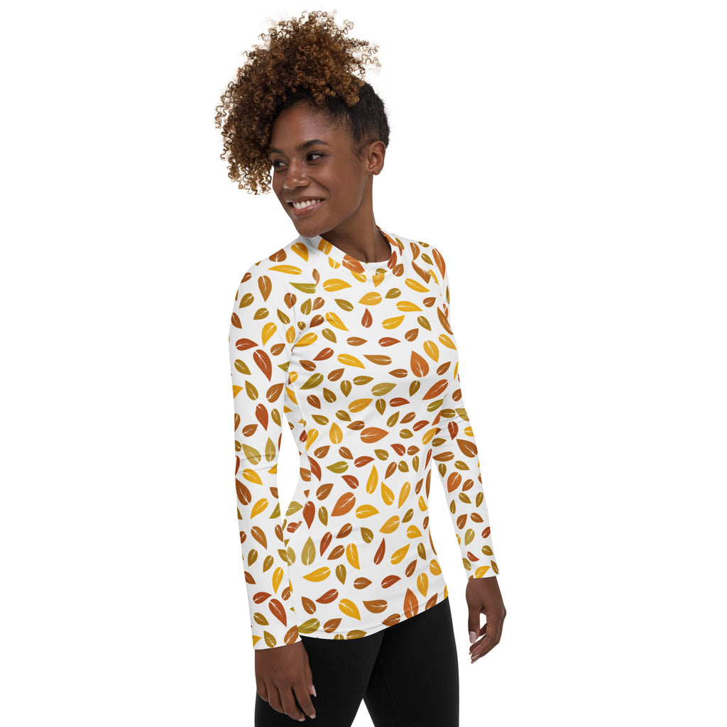 Women's Fall Leaves Long Sleeve Rash Guard Swim Shirt – Buttery Soft, Sun Safe UPF 50+ Protection, Quick Dry & 4-Way Stretch Comfort