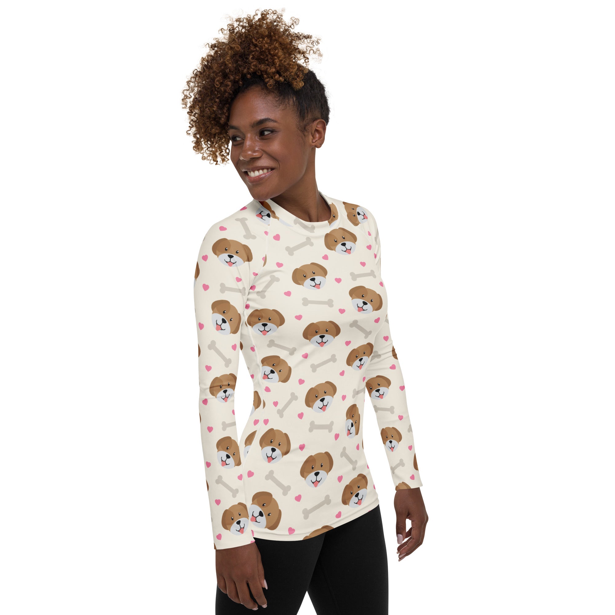 Women's Cute Dog Long Sleeve Rash Guard Swim Shirt – Buttery Soft, Sun Safe UPF 50+ Protection, Quick Dry & 4-Way Stretch Comfort
