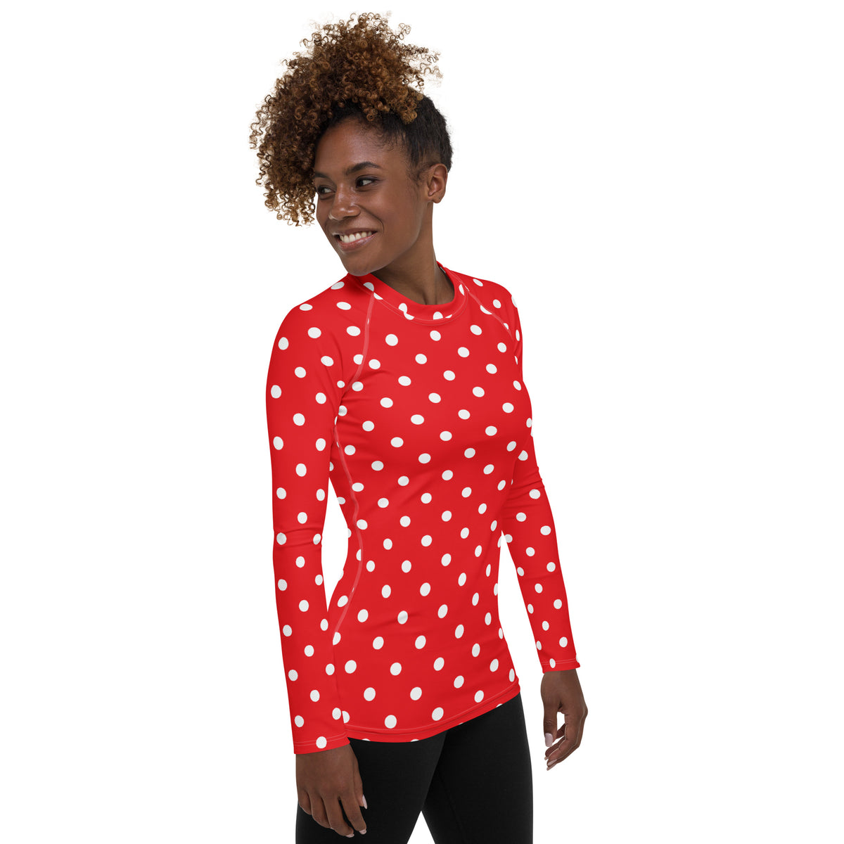 Women's Red Polka Dot Long Sleeve Rash Guard Swim Shirt – Buttery Soft, Sun Safe UPF 50+ Protection, Quick Dry & 4-Way Stretch Comfort