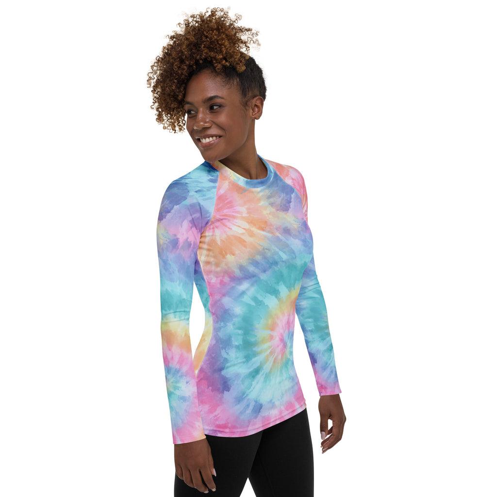 Women's Pastel Tie Dye Long Sleeve Rash Guard Swim Shirt – Buttery Soft, Sun Safe UPF 50+ Protection, Quick Dry & 4-Way Stretch Comfort