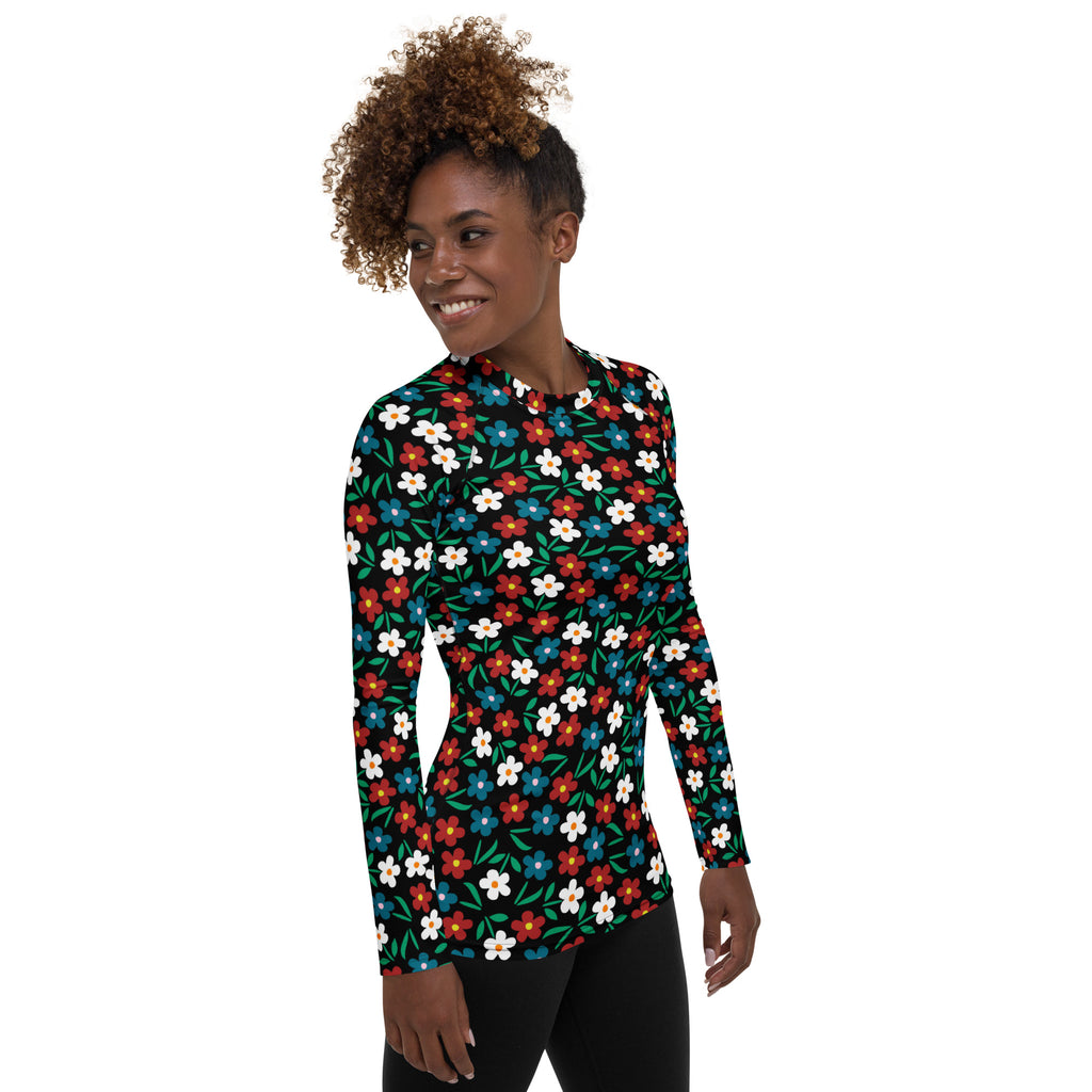 Women's Black Red & Teal Long Sleeve Rash Guard Swim Shirt – Buttery Soft, Sun Safe UPF 50+ Protection, Quick Dry & 4-Way Stretch Comfort