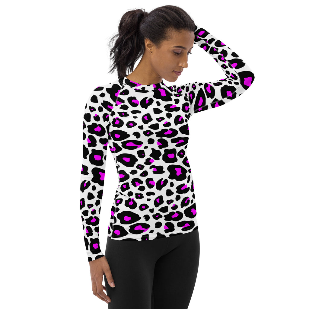 Women's Purple Leopard Long Sleeve Rash Guard Swim Shirt – Buttery Soft, Sun Safe UPF 50+ Protection, Quick Dry & 4-Way Stretch Comfort