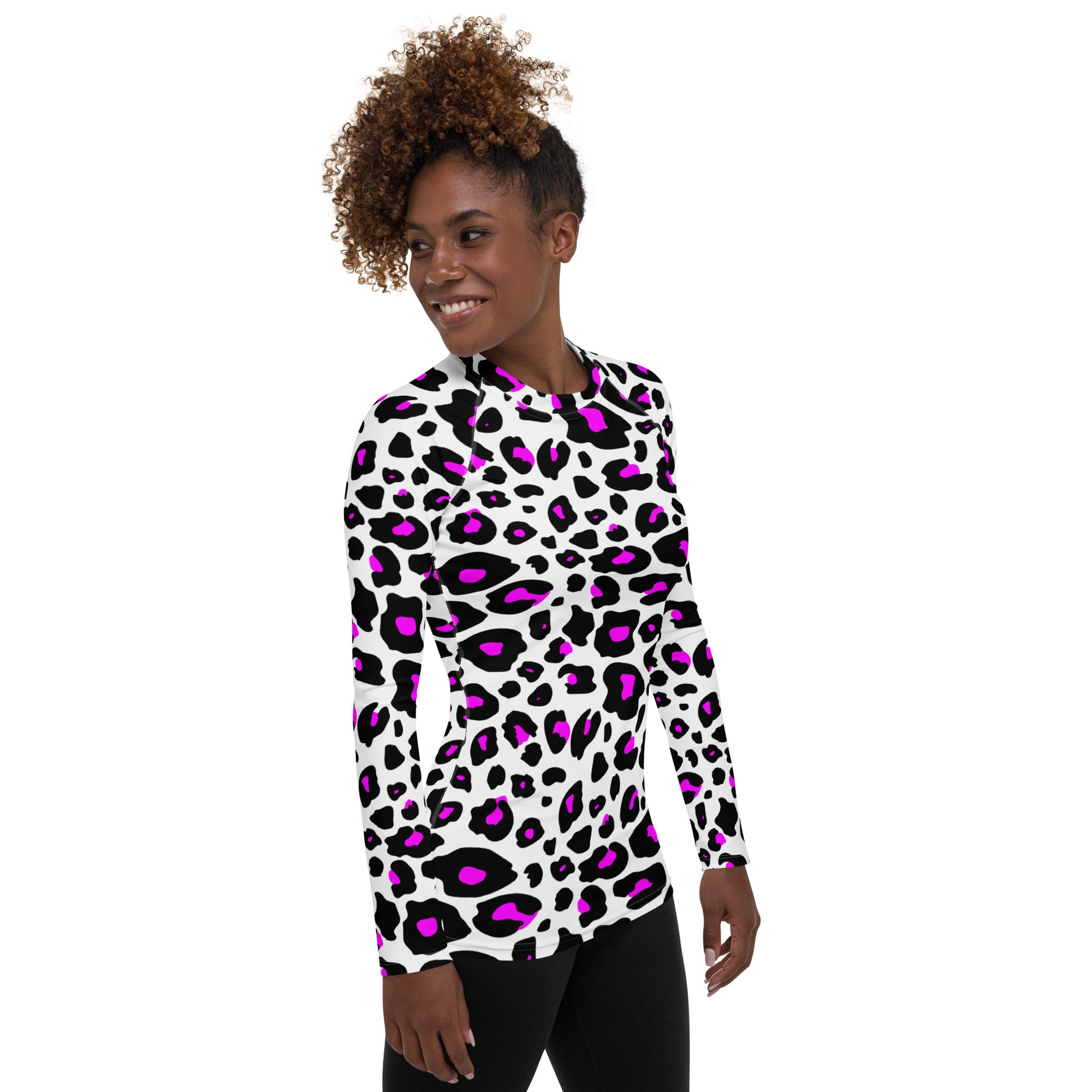 Women's Purple Leopard Long Sleeve Rash Guard Swim Shirt – Buttery Soft, Sun Safe UPF 50+ Protection, Quick Dry & 4-Way Stretch Comfort