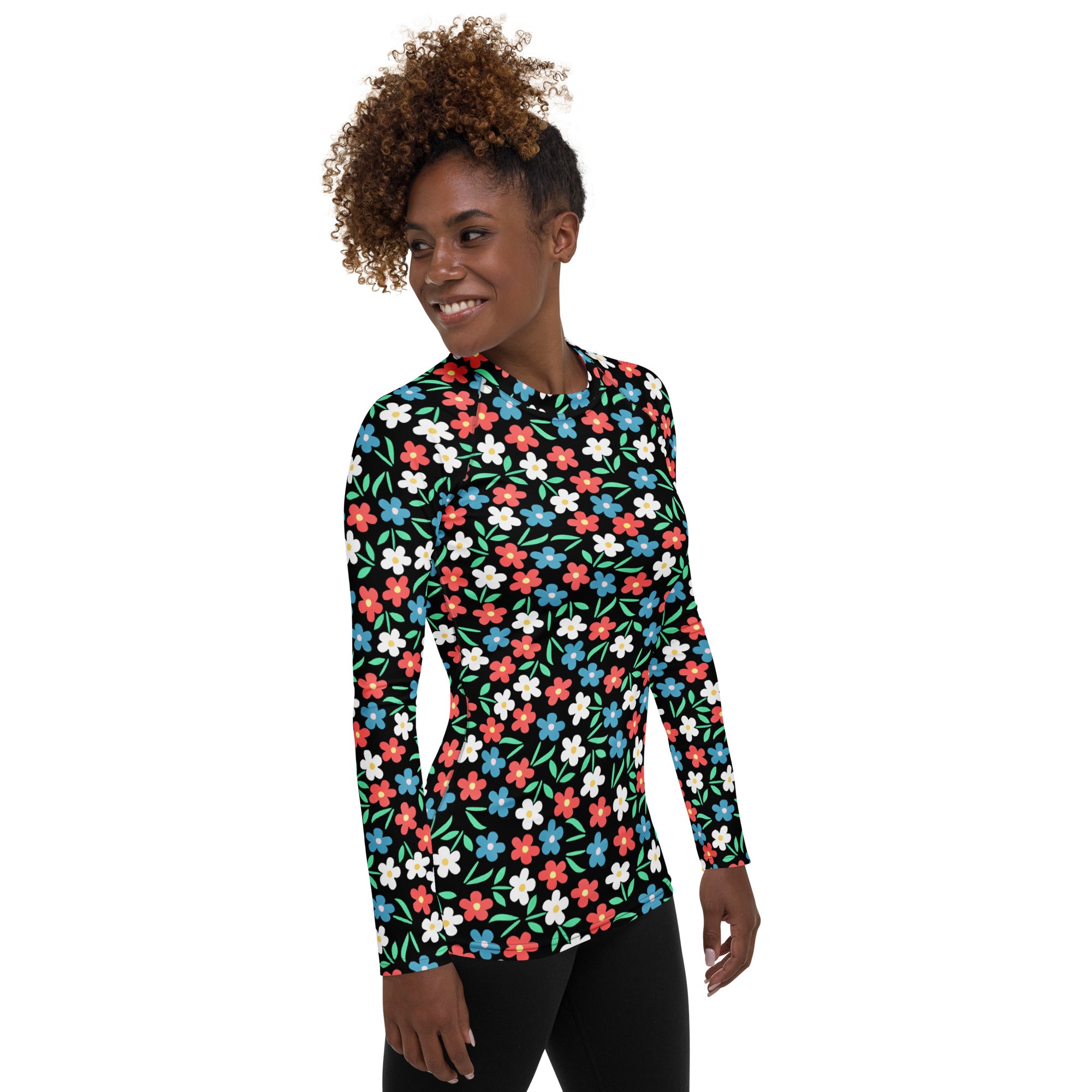 Women's Colorful Flower Long Sleeve Rash Guard Swim Shirt – Buttery Soft, Sun Safe UPF 50+ Protection, Quick Dry & 4-Way Stretch Comfort