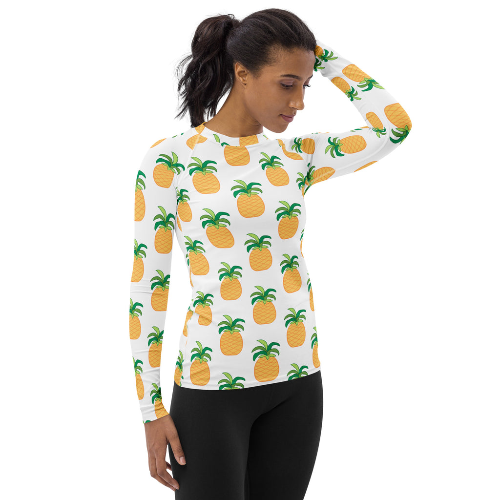 Women's Pineapple Long Sleeve Rash Guard Swim Shirt – Buttery Soft, Sun Safe UPF 50+ Protection, Quick Dry & 4-Way Stretch Comfort