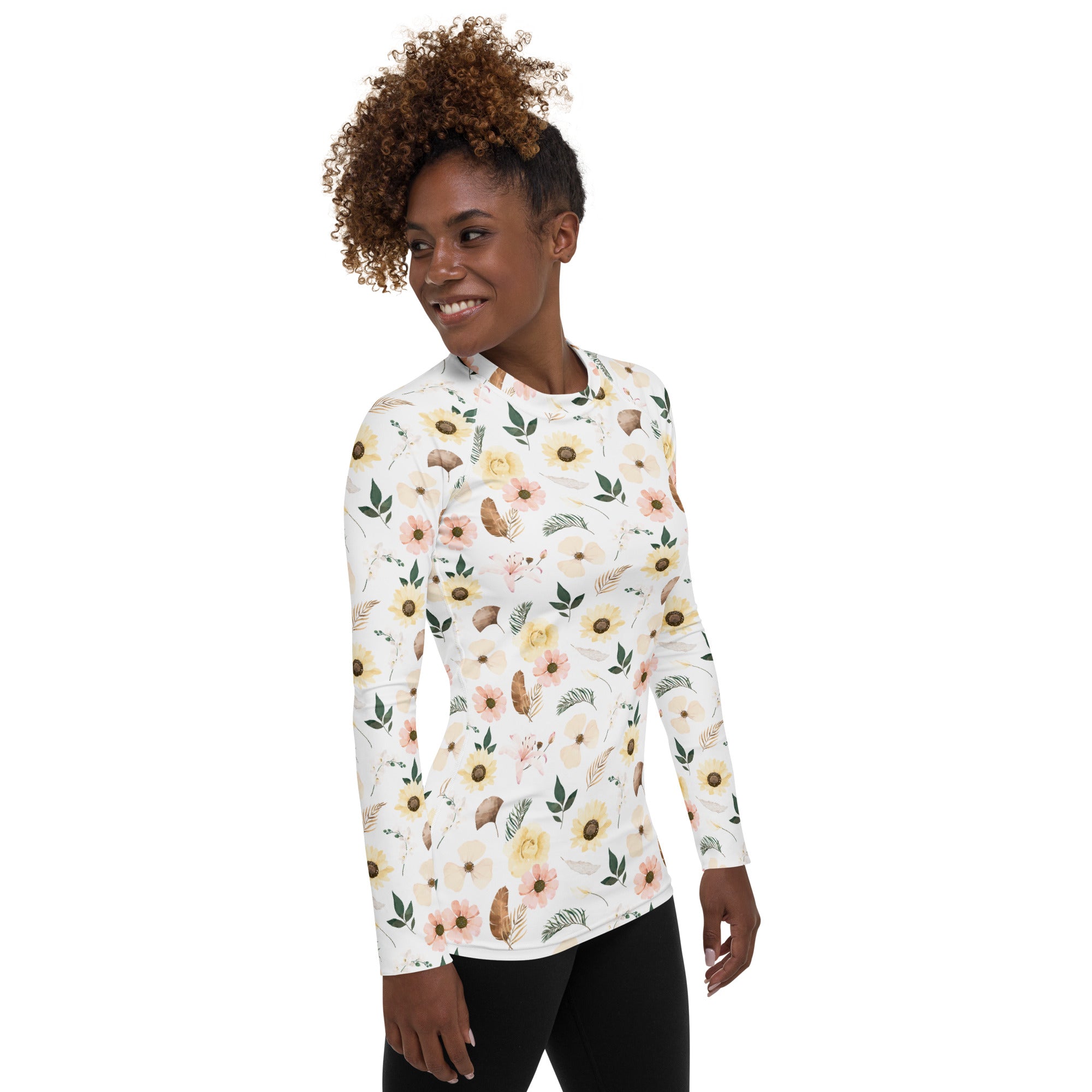 Women's Boho Floral Long Sleeve Rash Guard Swim Shirt – Buttery Soft, Sun Safe UPF 50+ Protection, Quick Dry & 4-Way Stretch Comfort