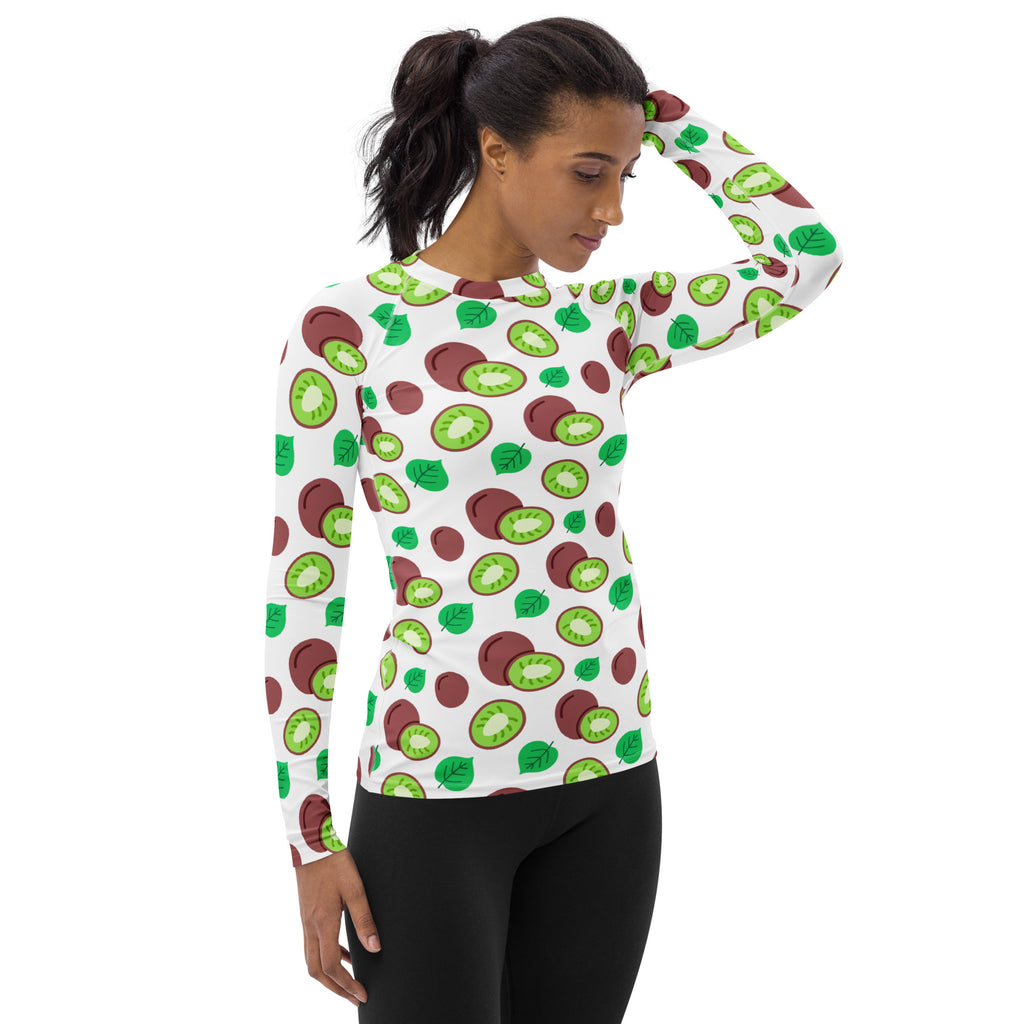 Women's Kiwi Fruit Long Sleeve Rash Guard Swim Shirt – Buttery Soft, Sun Safe UPF 50+ Protection, Quick Dry & 4-Way Stretch Comfort