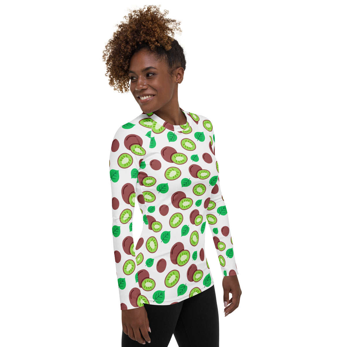 Women's Kiwi Fruit Long Sleeve Rash Guard Swim Shirt – Buttery Soft, Sun Safe UPF 50+ Protection, Quick Dry & 4-Way Stretch Comfort