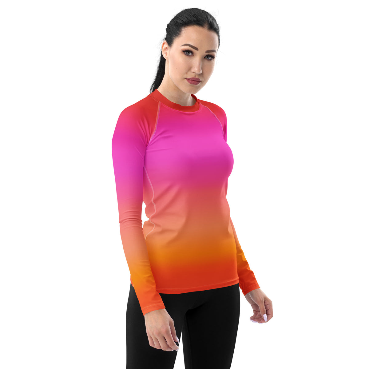 Women's Sunset Ombre Long Sleeve Rash Guard Swim Shirt – Buttery Soft, Sun Safe UPF 50+ Protection, Quick Dry & 4-Way Stretch Comfort